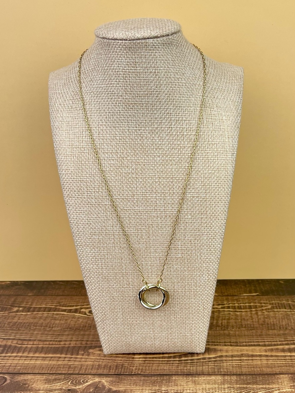 Ann Taylor Factory Two-Tone Interlocking Circle Pendant Necklace